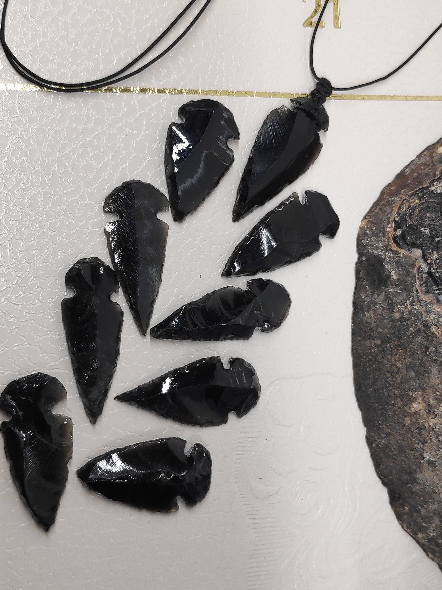Raw Black Obsidian Arrowhead Pendant Necklace, Handmade Carved Crystal Arrowhead Necklace, Healing Protection Crystal Pendant