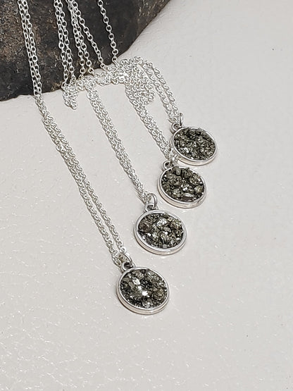 Raw Pyrite Cubes Necklace, Iron Pyrite Pendant Necklace, Natural Rough Pyrite  Necklace,Protection Jewellery