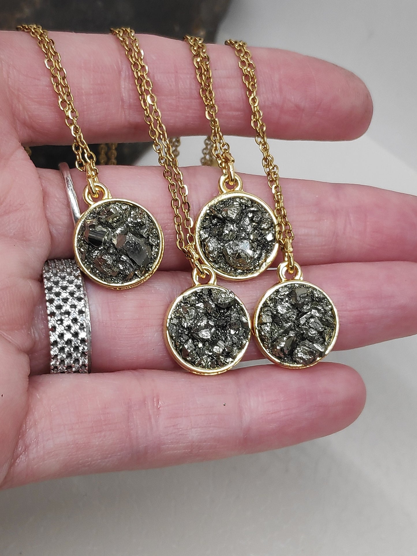 Raw Pyrite Cubes Necklace, Iron Pyrite Pendant Necklace, Natural Rough Pyrite  Necklace,Protection Jewellery