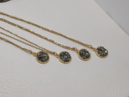 Raw Pyrite Cubes Necklace, Iron Pyrite Pendant Necklace, Natural Rough Pyrite  Necklace,Protection Jewellery