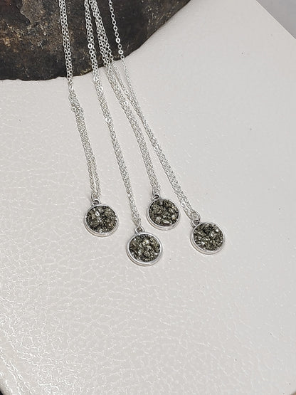 Raw Pyrite Cubes Necklace, Iron Pyrite Pendant Necklace, Natural Rough Pyrite  Necklace,Protection Jewellery