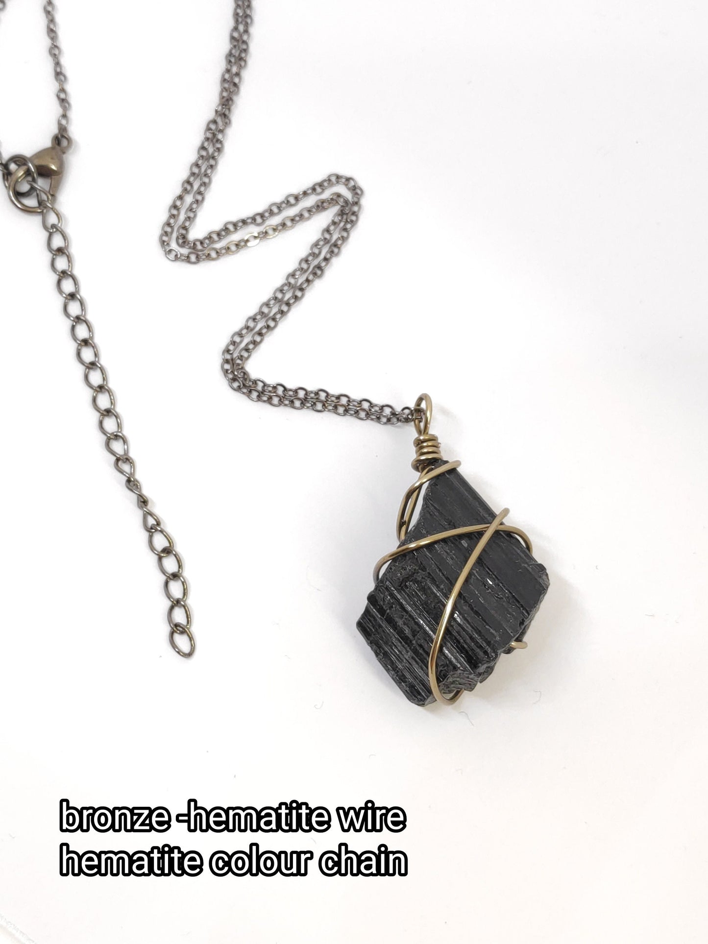 Raw Black Tourmaline Necklace, Dainty Random Wire Wrap Pendant, Reiki stone, Spiritual Healing Protection Stone, Natural Raw Gemstone