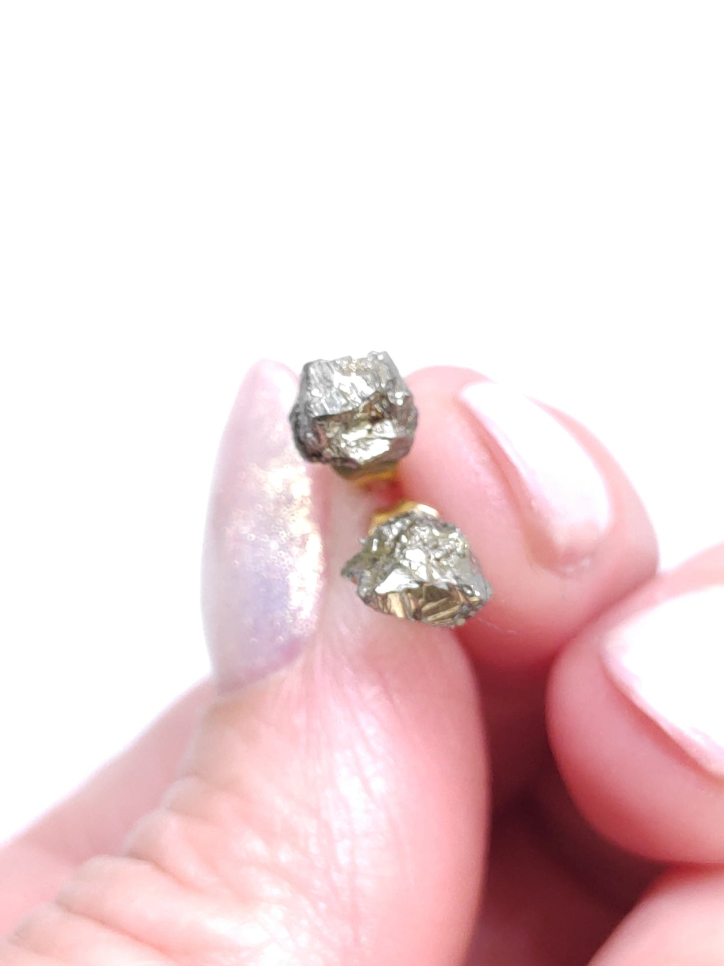 Raw Pyrite Stud Earrings, Healing earrings, Iron Pyrite Crystals earrings, tiny pyrite earrings, handmade dainty earrings, gemstone