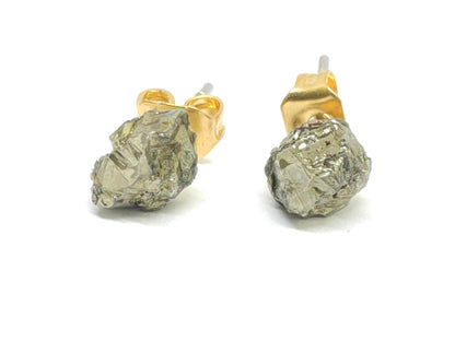 Raw Pyrite Stud Earrings, Healing earrings, Iron Pyrite Crystals earrings, tiny pyrite earrings, handmade dainty earrings, gemstone