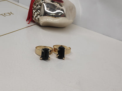 Raw Black Tourmaline adjustable finger ring, protection from black magic and negativity, evil eye, protection ring, Reiki stone