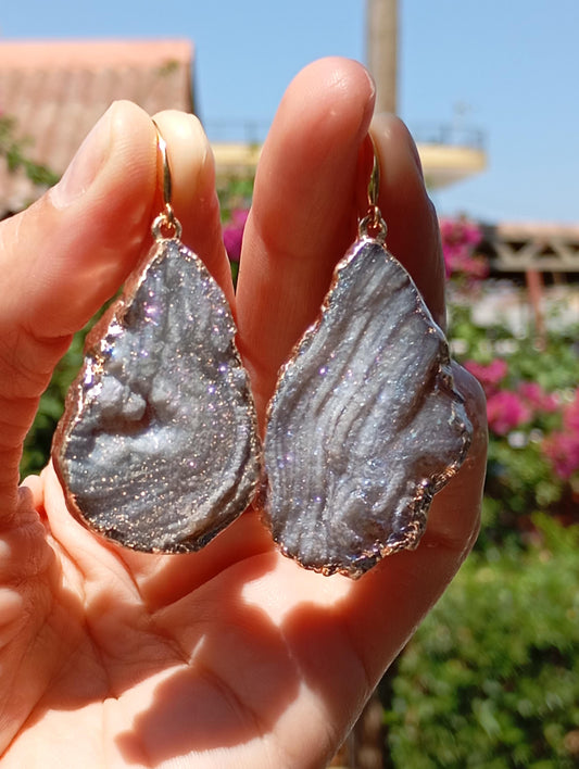 Drop Galaxy Sun Agate Druzy Dangle Earrings, handmade, protection healing, gorgeous elegant dainty charm feminine earrings, gemstone