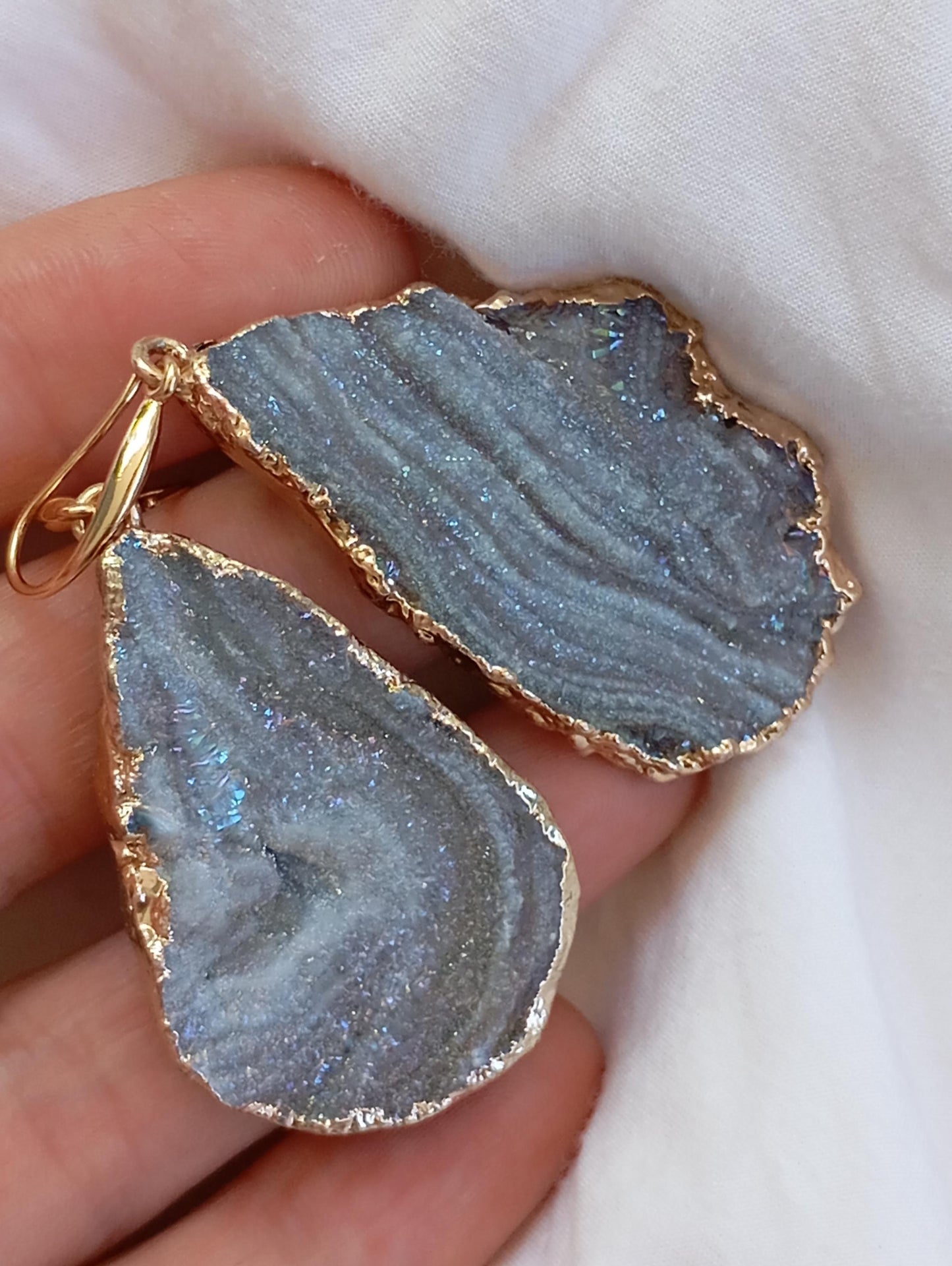 Drop Galaxy Sun Agate Druzy Dangle Earrings, handmade, protection healing, gorgeous elegant dainty charm feminine earrings, gemstone