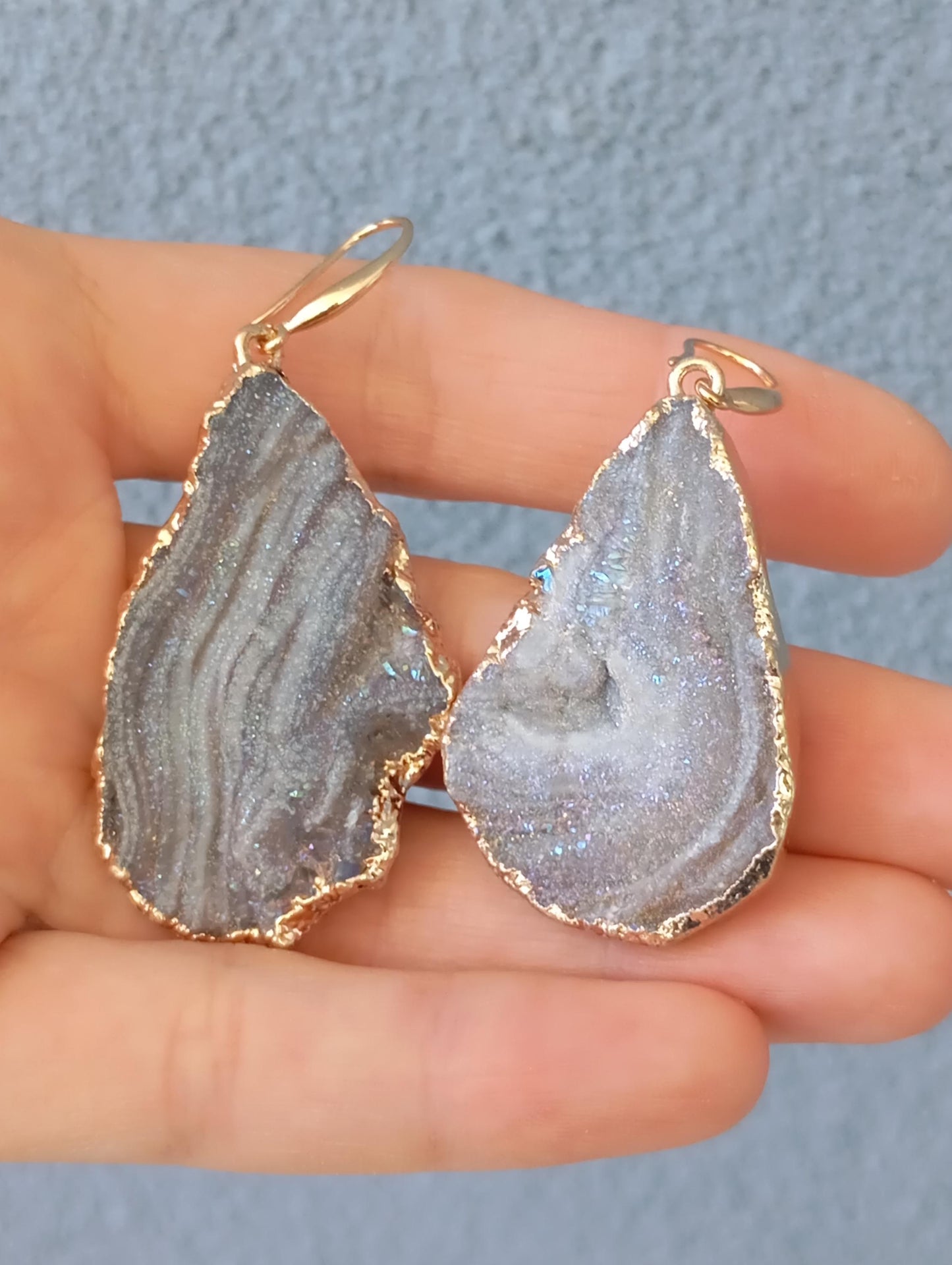 Drop Galaxy Sun Agate Druzy Dangle Earrings, handmade, protection healing, gorgeous elegant dainty charm feminine earrings, gemstone