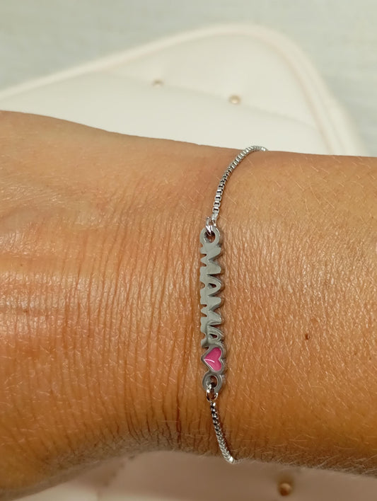 Mama heart bracelet, love my mommy, Charm  links chain, distance adjustable everyday bracelet for mom,  gift for women, gift for mother