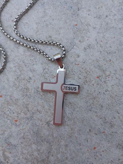 Love Jesus cross, Christian Cross Pendant Necklace for men stainless steel Religious,  prayer, baptism, church, prayer, believer gift man
