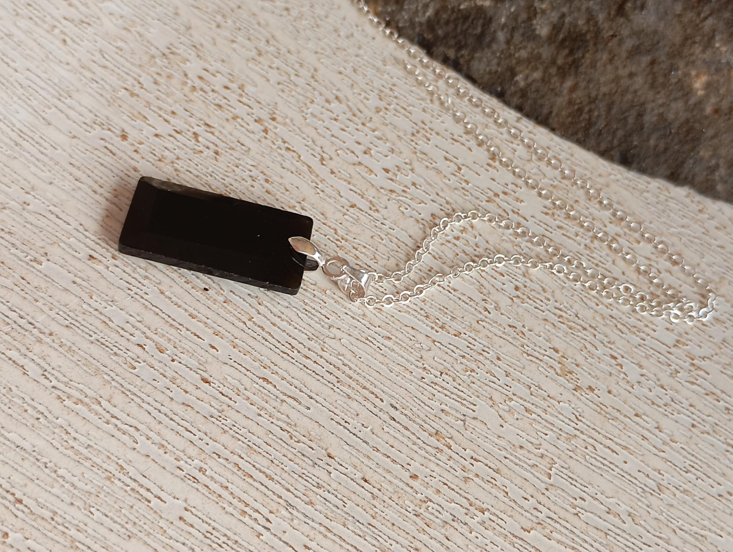 Rectangle Pendant Necklace with Natural gemstone Crystals for woman, stainless steel chain, Healing Protection Necklace
