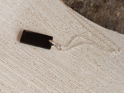 Rectangle Pendant Necklace with Natural gemstone Crystals for woman, stainless steel chain, Healing Protection Necklace