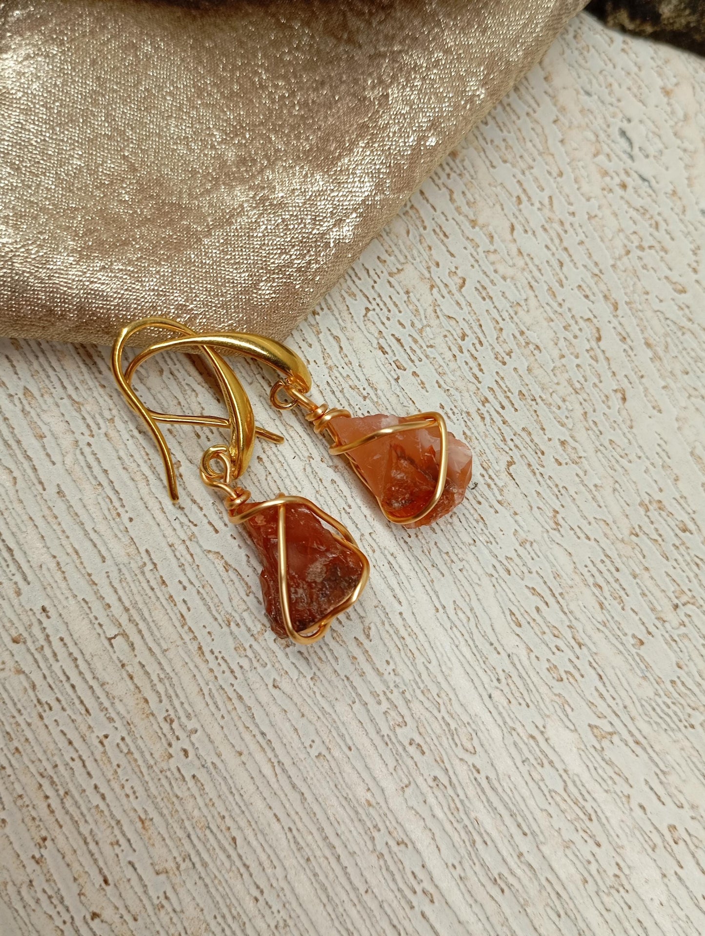 Raw Carnelian Earrings, Unique Dainty Elegant Healing Evening Bohemian  Earrings, Raw Natural Gemstone stainless steel hooks earrings