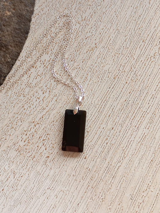 Rectangle Pendant Necklace with Natural gemstone Crystals for woman, stainless steel chain, Healing Protection Necklace