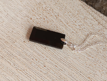Rectangle Pendant Necklace with Natural gemstone Crystals for woman, stainless steel chain, Healing Protection Necklace