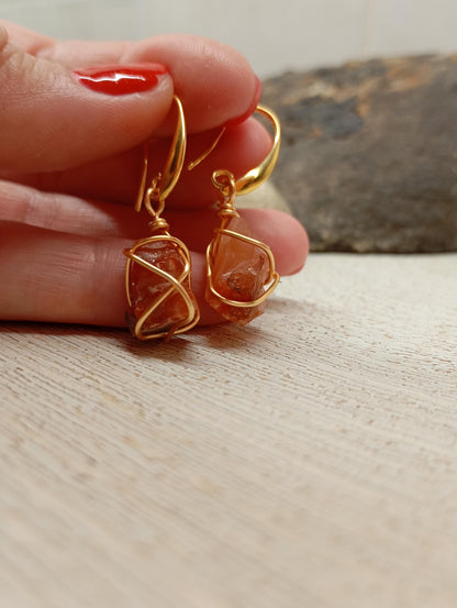 Raw Carnelian Earrings, Unique Dainty Elegant Healing Evening Bohemian  Earrings, Raw Natural Gemstone stainless steel hooks earrings