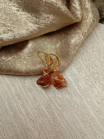 Raw Carnelian Earrings, Unique Dainty Elegant Healing Evening Bohemian  Earrings, Raw Natural Gemstone stainless steel hooks earrings