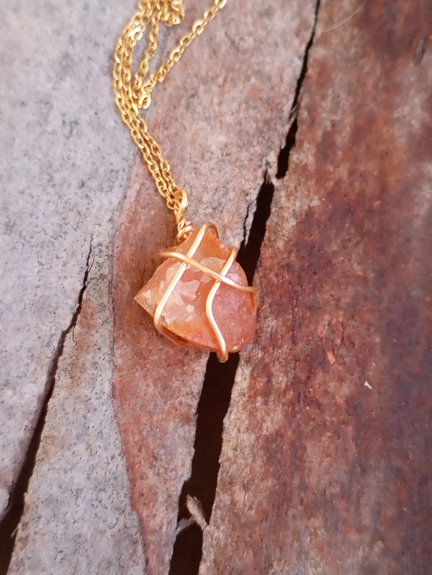 Raw Carnelian Healing Crystal Necklace, Wire Wrapped Stone, Gemstone Pendant Necklace For Women, Virgo Birthstone