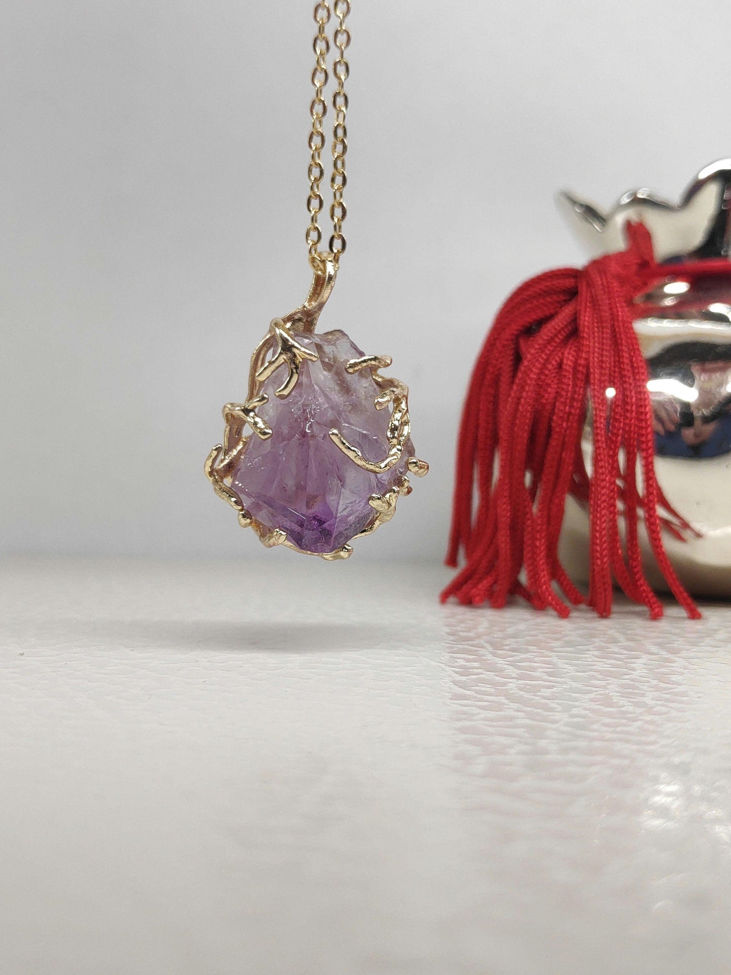 Natural Raw Amethyst Crystal Pendant Necklace For Women, natural Gemstone Necklace,Healing, Protection, party, virgo birthstone, Etsy finds