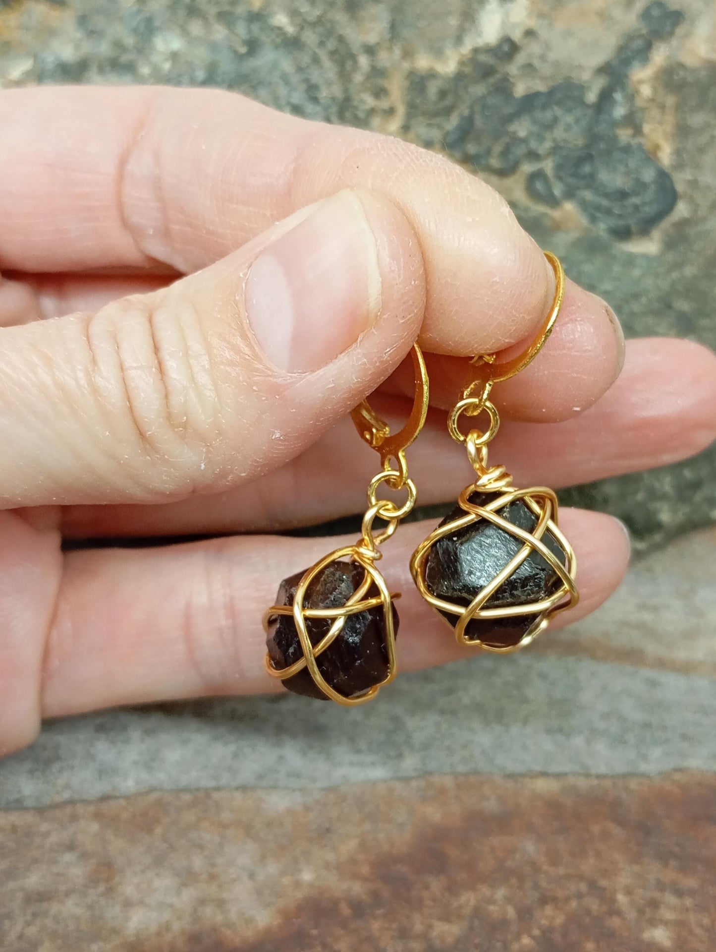 Natural Red Garnet Earrings,  Healing Protection, Dainty Elegant Gemstone Earrings