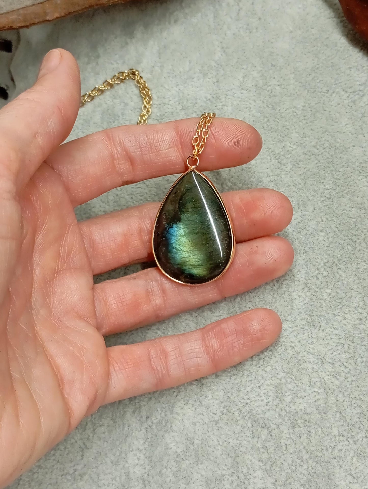 Drop Crystal pendant Necklace, gemstone teardrop shape, energy, healing protection stones, classic elegant bohemian finding, gift for woman