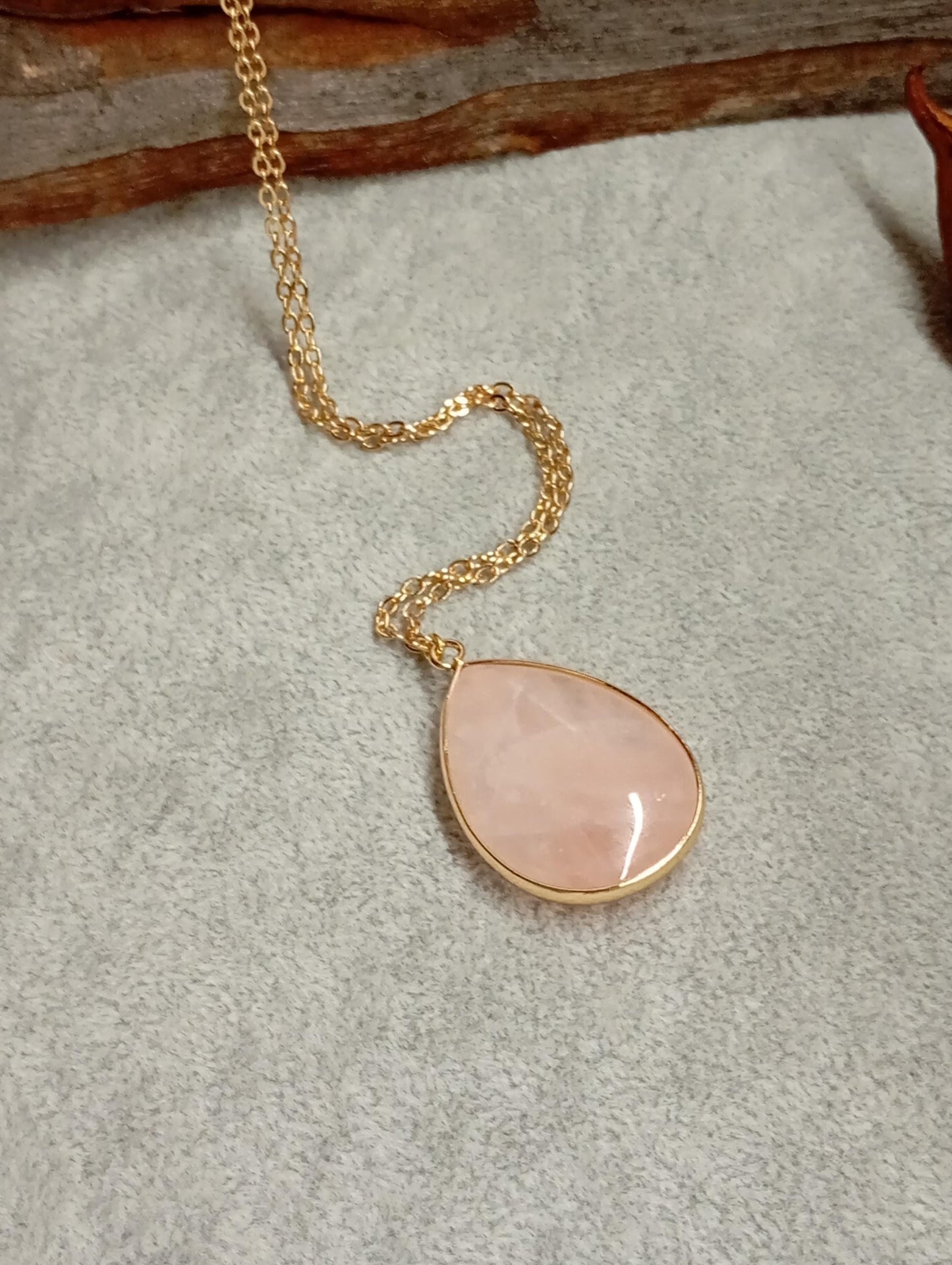 Drop Crystal pendant Necklace, gemstone teardrop shape, energy, healing protection stones, classic elegant bohemian finding, gift for woman