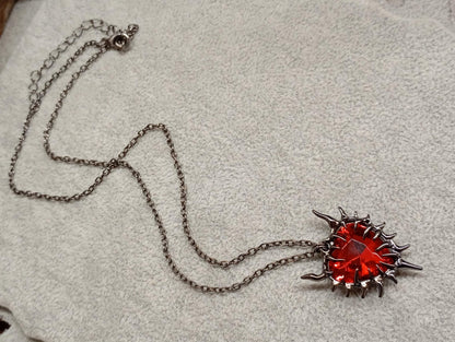 Thorn wrapped Red Heart pendant necklace, gun black plated chain Necklace, dark gothic party hip-hop, charm bohemian, gift for woman