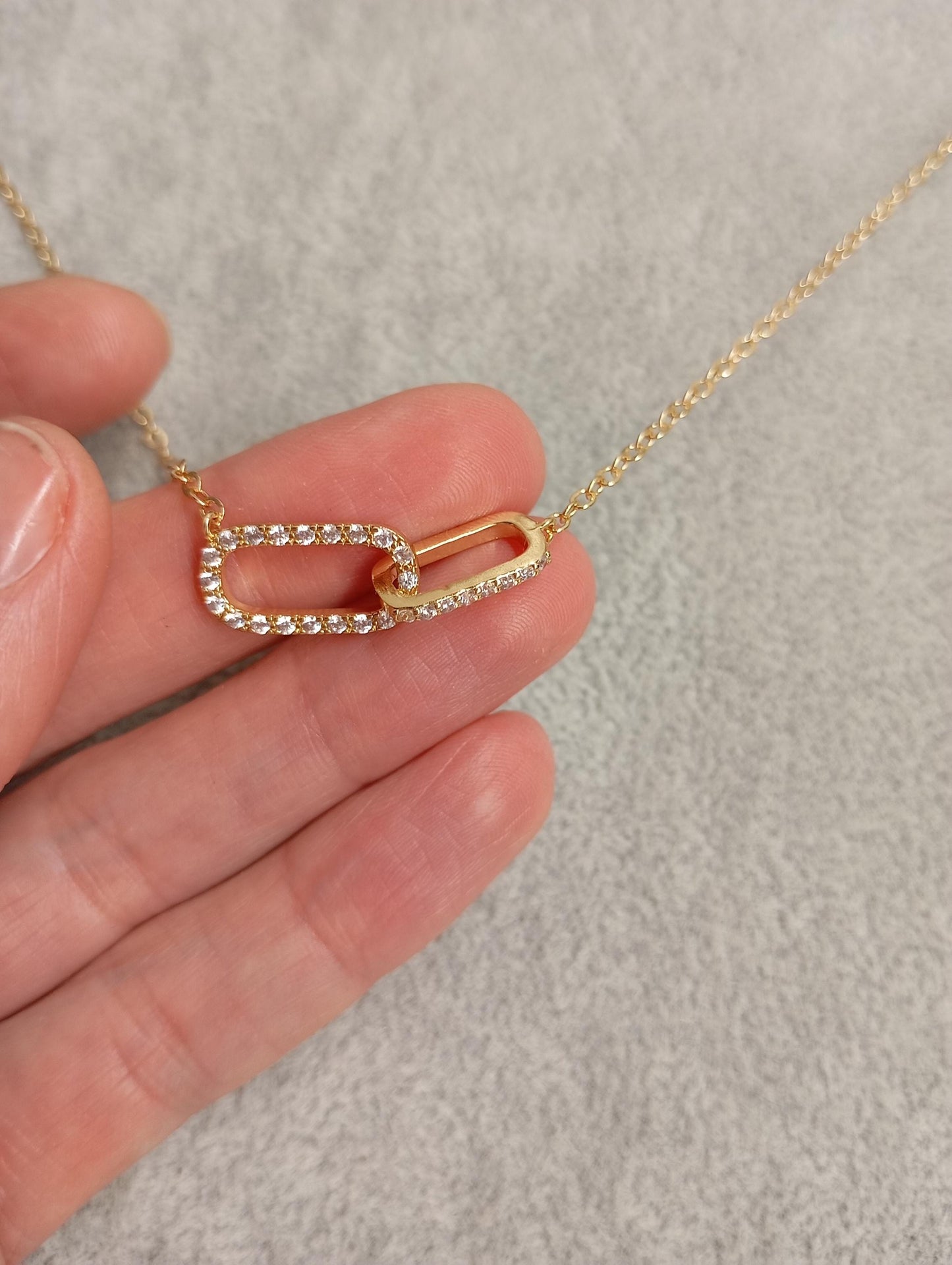 Shiny rhinestone Double circle pendant linked square Hoops, choker chain necklace for women, Charm, fashion trend elegant boho party gift