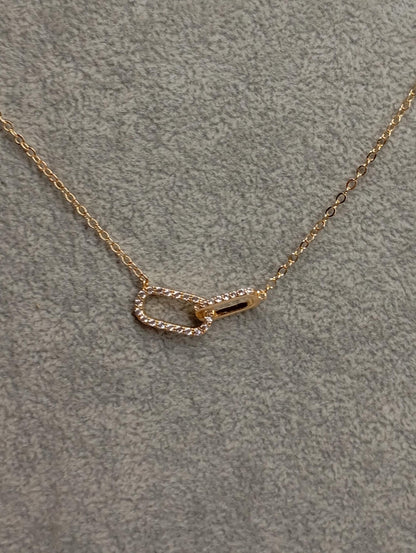 Shiny rhinestone Double circle pendant linked square Hoops, choker chain necklace for women, Charm, fashion trend elegant boho party gift