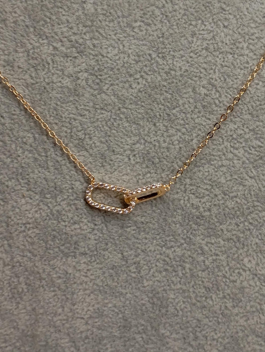 Shiny rhinestone Double circle pendant linked square Hoops, choker chain necklace for women, Charm, fashion trend elegant boho party gift