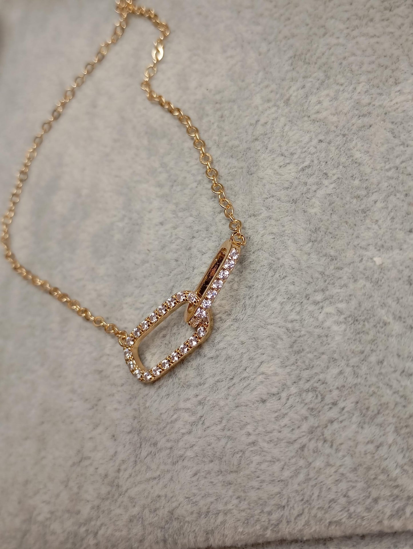 Shiny rhinestone Double circle pendant linked square Hoops, choker chain necklace for women, Charm, fashion trend elegant boho party gift