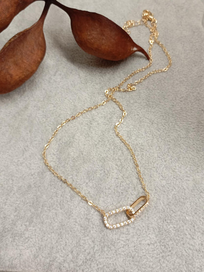 Shiny rhinestone Double circle pendant linked square Hoops, choker chain necklace for women, Charm, fashion trend elegant boho party gift
