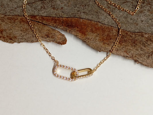 Shiny rhinestone Double circle pendant linked square Hoops, choker chain necklace for women, Charm, fashion trend elegant boho party gift