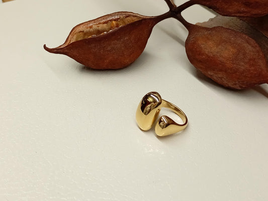 Stylish bold ring,adjustable stainless steel waterproof hypoallergenic 18K gold plated asymmetric open finger ring trendy, gift for her