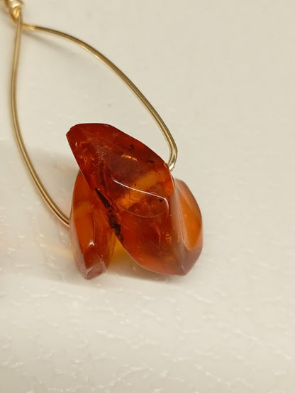Baltic Amber Earrings - Gold plated Wire Wrapped, handmade earrings, Unique Vintage Dainty Elegant Evening Bohemian Natural Gemstone