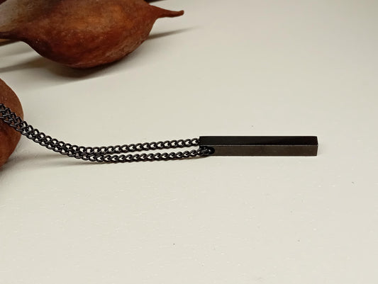 Rectangle pendant necklace Silver or black colour stainless steel chain, adjustable black cord, trend , fashion casual necklace gift for him