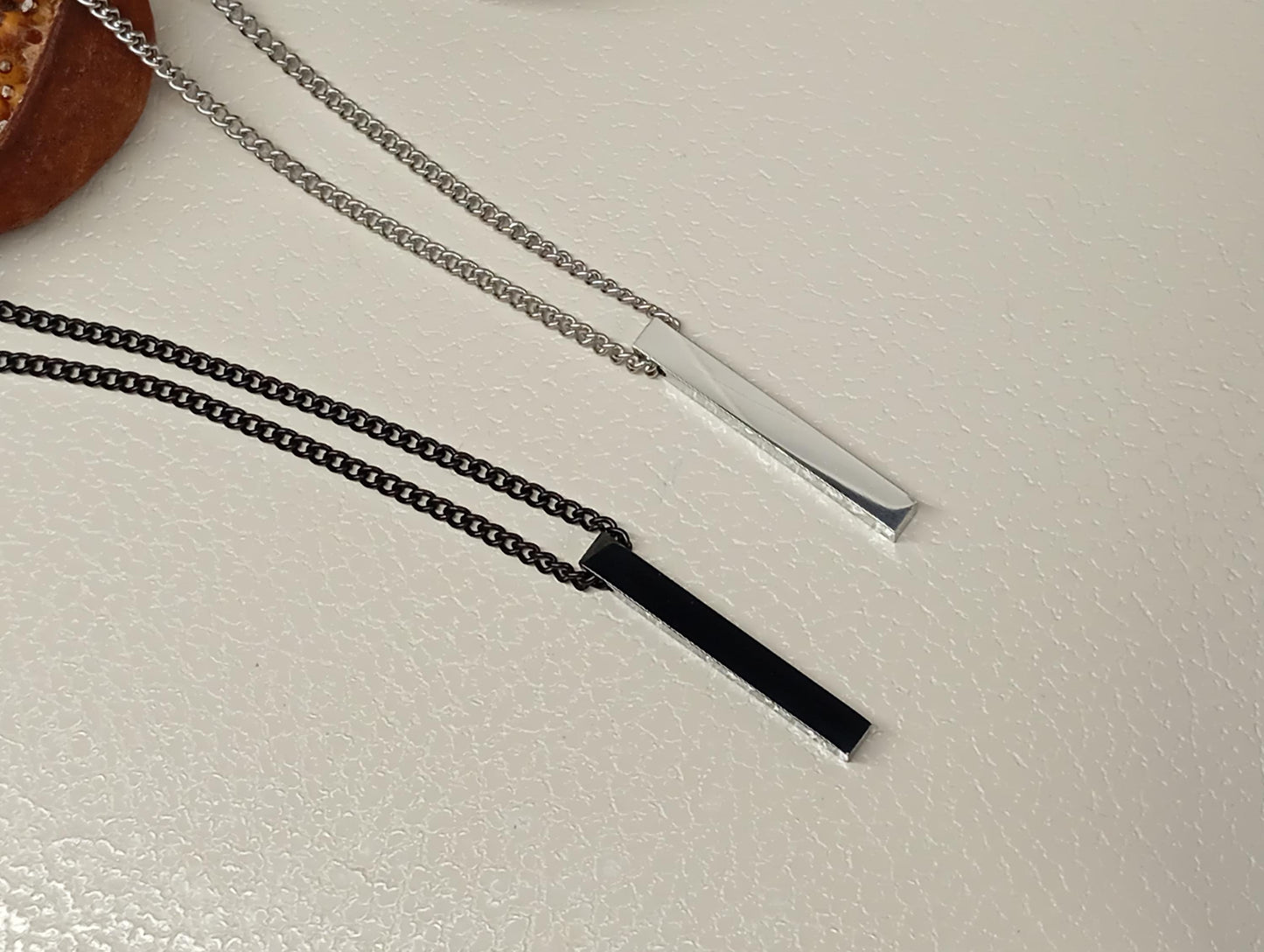 Rectangle pendant necklace Silver or black colour stainless steel chain, adjustable black cord, trend , fashion casual necklace gift for him