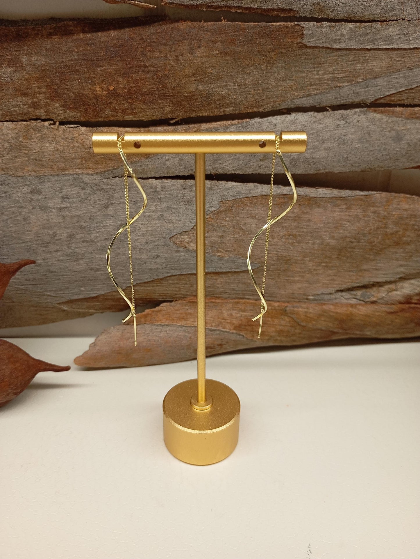 Elegant Gold Threader Earrings – Minimalist Twisted Drop Dangle Earrings, evening, simple, wedding party jewelry, gift for girlfriend