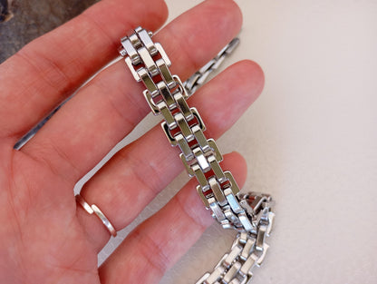 Watchband shaped link chain bracelet stainless steel strap thick bracelet man, masculine, teens boys wristband 19,21cm length