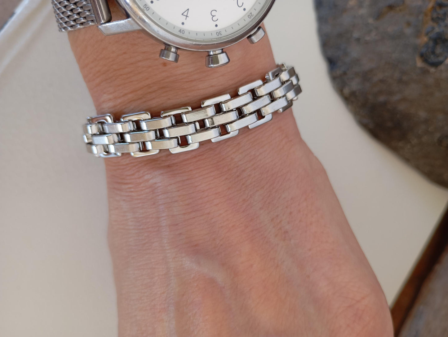 Watchband shaped link chain bracelet stainless steel strap thick bracelet man, masculine, teens boys wristband 19,21cm length