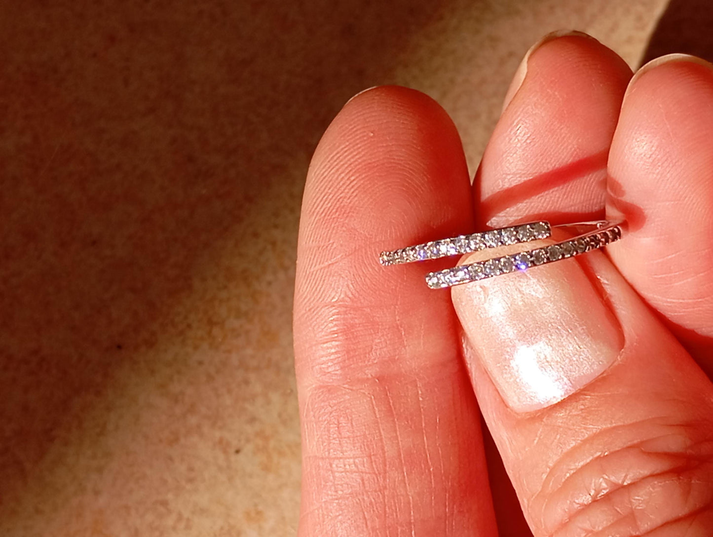 925 Sterling Silver Spiral Ring – Adjustable Open Band with Cubic Zirconia – Dainty Minimalist Wrap Ring – Elegant Gift for Her